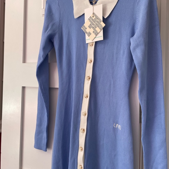 BAUM UND PFERDGARTEN midi blue ribbed knit dress - Picture 13 of 15